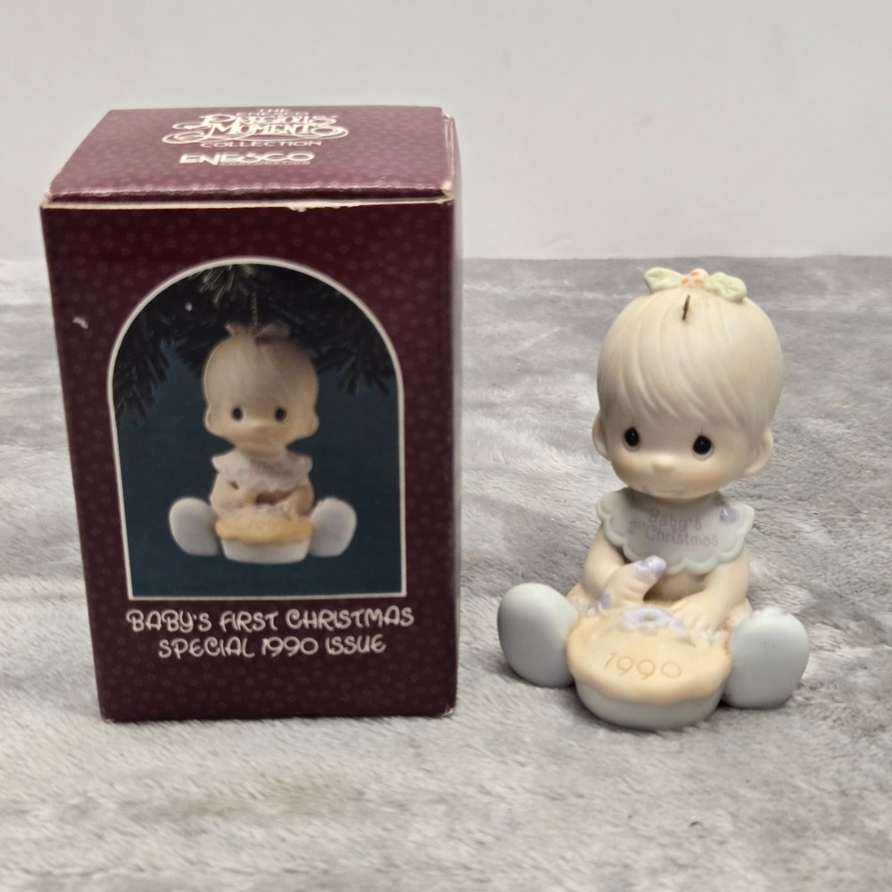 Precious Moments Babys First Christmas Special 1990 Issue Porcelain Ornament Box